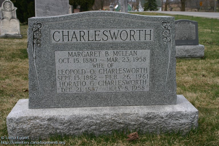 Photo of headstones/Leopold O Charlesworth d1961 hdstn Egmondville Utd Cem Huron Co